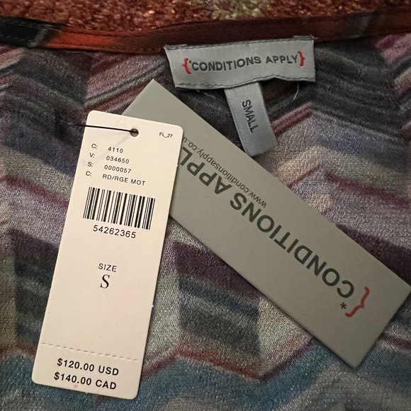 NWT Anthropologie Chevron Wrapped Top Red Motif Size S - Picture 8 of 9